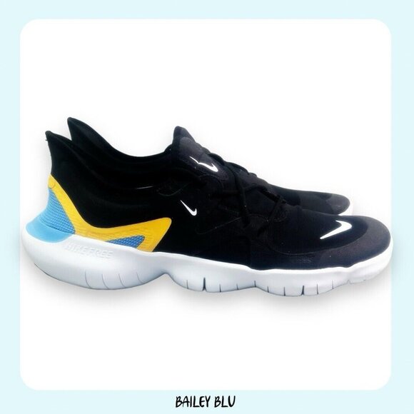 Nike Free RN 5.0 Mesh Black Yellow Blue Sneaker 14 Men’s - Picture 4 of 9